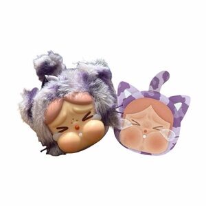 POP MART • Crybaby Wild But Cutie Neon Cutie Purple Cat Vinyl Face Plush Pendant